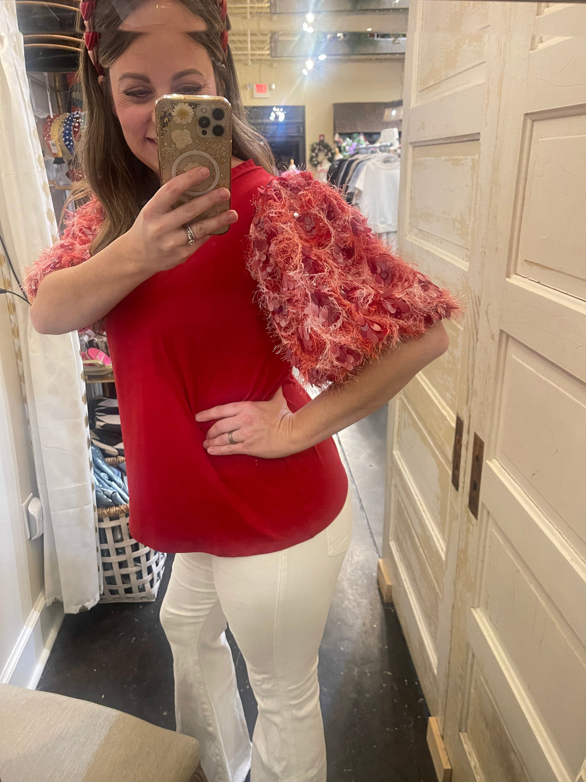 Red Hot Sequin Fringe Top