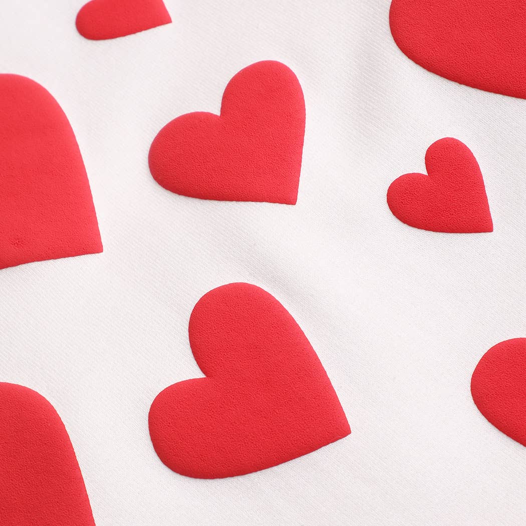 Red Puffy Heart Pattern Heavyweight Sweatshirt