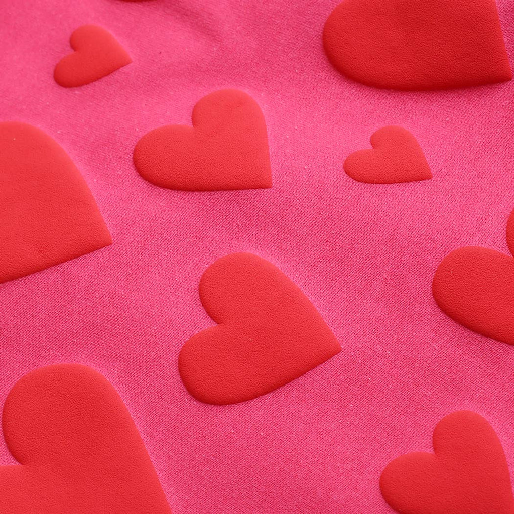 Red Puffy Heart Pattern Heavyweight Sweatshirt